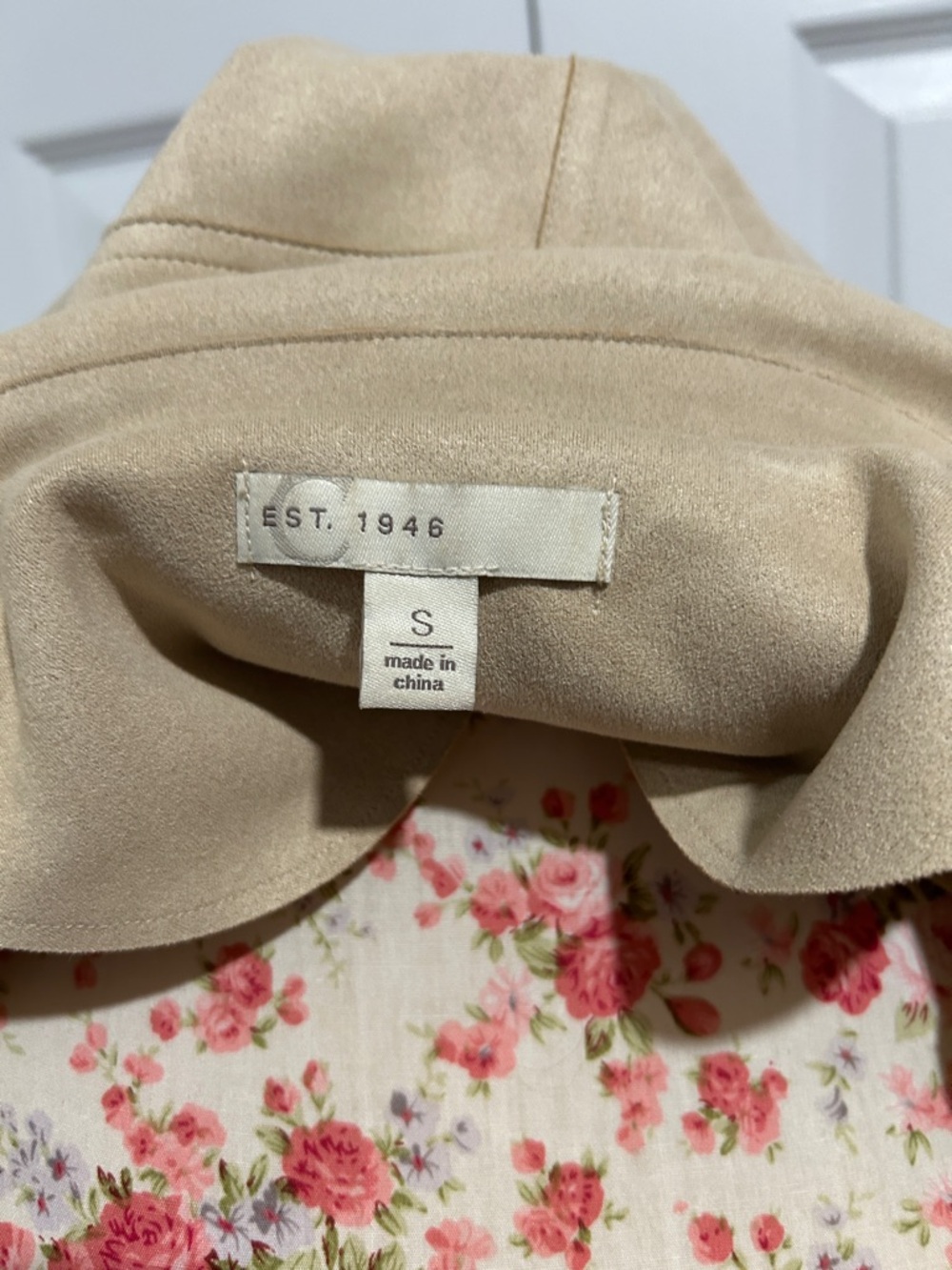 Women's Suede Moto Jacket - Beige - Picture 5 of 5